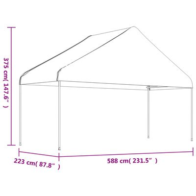 vidaXL fehér polietilén pavilon tetővel 4,46 x 5,88 x 3,75 m