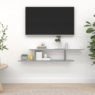 vidaXL szürke sonoma színű szerelt fa fali TV-polc 125 x 18 x 23 cm