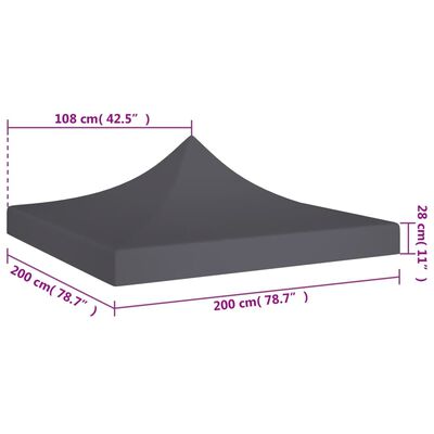 vidaXL antracitszürke tető partisátorhoz 2 x 2 m 270 g/m²