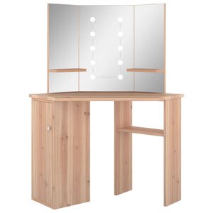 vidaXL fekete sarok-f&eacute;s&uuml;lk&ouml;dőasztal LED-vil&aacute;g&iacute;t&aacute;ssal 111x54x141,5 cm