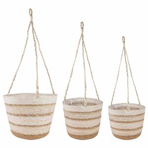 vidaXL 3 db Term&eacute;szetes, Feh&eacute;r &eacute;s B&eacute;zs &Oslash;26 x 19 cm 100% Tengeri fű