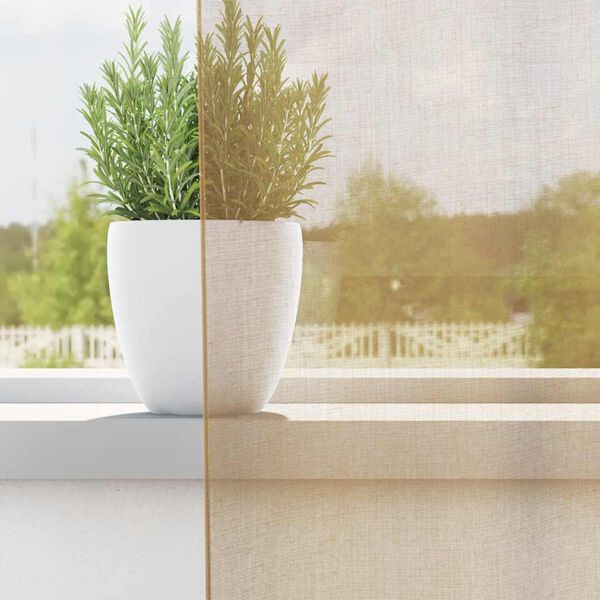 vidaXL 2 db homokszínű fátyolfüggönyök rojtokkal