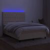 vidaXL kr&eacute;msz&iacute;nű sz&ouml;vet rug&oacute;s &eacute;s LED-es &aacute;gy matraccal 140x190cm