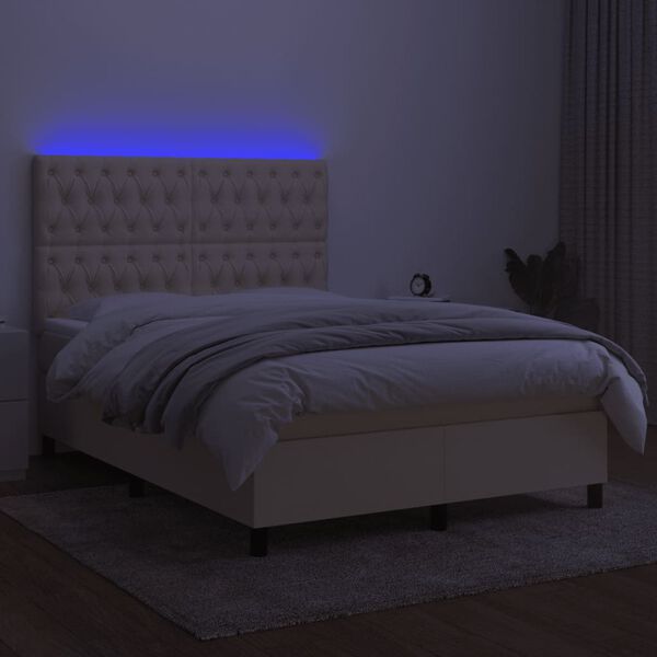 vidaXL kr&eacute;msz&iacute;nű sz&ouml;vet rug&oacute;s &eacute;s LED-es &aacute;gy matraccal 140x190cm