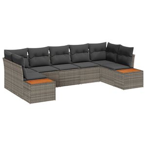 vidaXL Kerti Kanap&eacute; Szett p&aacute;rn&aacute;val t&aacute;rol&oacute;val 7 pcs Sz&uuml;rke Polyrattan