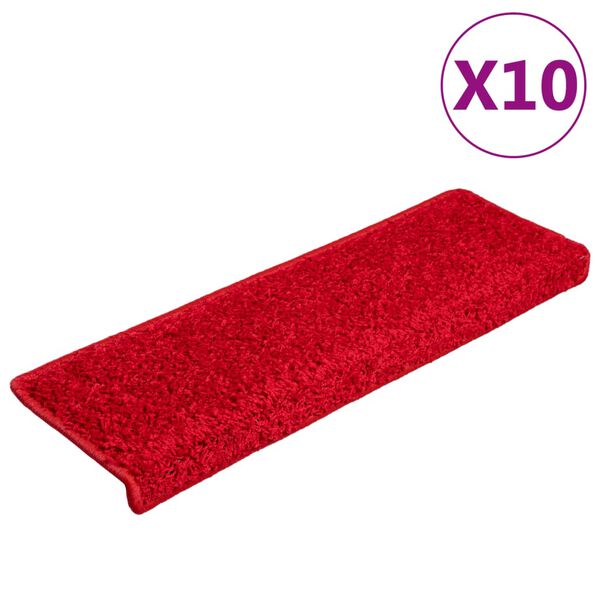 vidaXL 10 db piros, téglalap alakú szélű lépcsőszőnyeg 65 x 21 x 4 cm