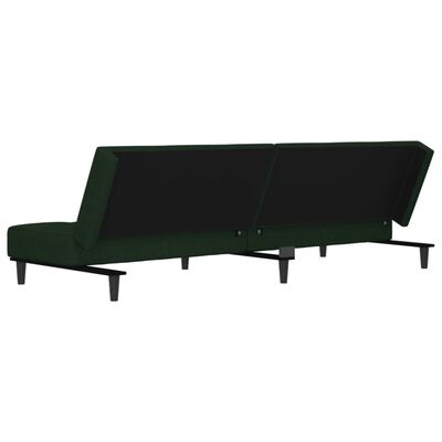 vidaXL sötétzöld bársony kanapéágy két párnával és lábtartóval