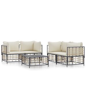 vidaXL 5 r&eacute;szes antracitsz&uuml;rke polyrattan kerti &uuml;lőgarnit&uacute;ra p&aacute;rn&aacute;kkal