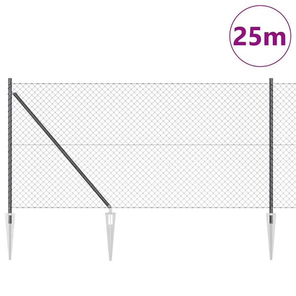 vidaXL Ker&iacute;t&eacute;soszlop Sz&uuml;rke 25 x 1 m (40 x 40 mm-es h&aacute;l&oacute;val)