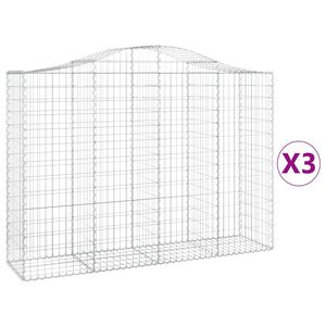 vidaXL 3 db &iacute;ves horganyzott vas gabion kos&aacute;r 200x50x140/160 cm