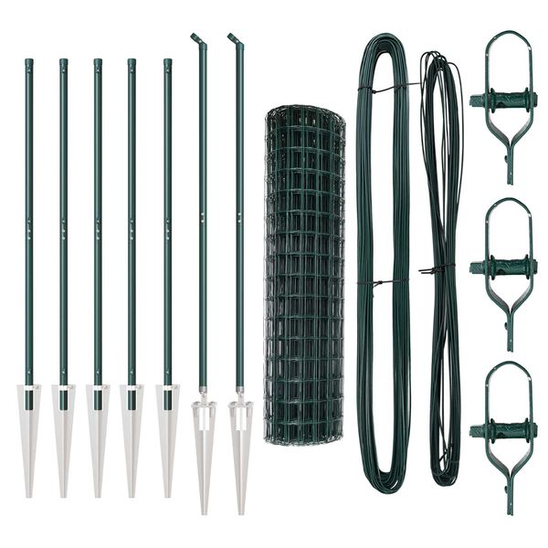 vidaXL Ker&iacute;t&eacute;s oszlopokkal Z&ouml;ld 1,4 x 10 m Ac&eacute;l &eacute;s PVC