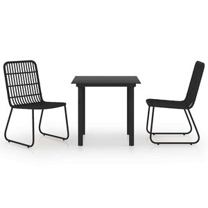 vidaXL 3 r&eacute;szes polyrattan &eacute;s &uuml;veg k&uuml;lt&eacute;ri &eacute;tkezőgarnit&uacute;ra