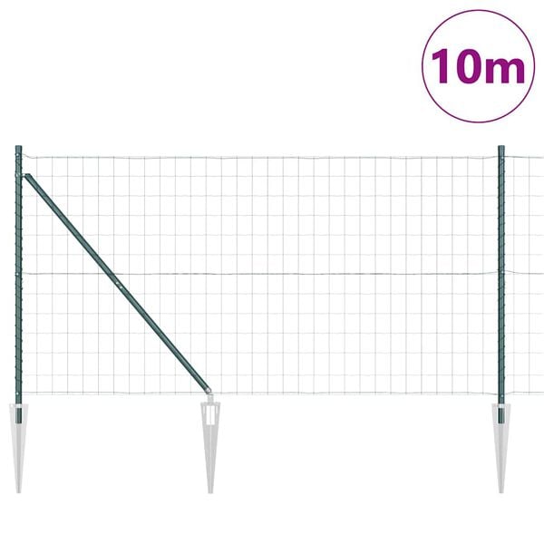 vidaXL Ker&iacute;t&eacute;s oszlopokkal Z&ouml;ld 1,4 x 10 m Ac&eacute;l &eacute;s PVC