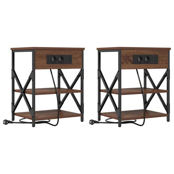 vidaXL &Eacute;jjeliszekr&eacute;ny 2 pcs Barna T&ouml;lgy 41 x 31 x 51 cm Faanyag