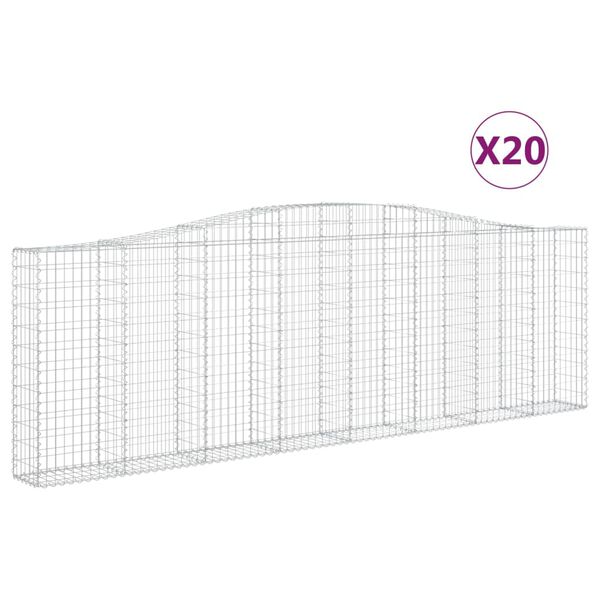 vidaXL 20 db &iacute;ves horganyzott vas gabion kos&aacute;r 400x30x120/140 cm