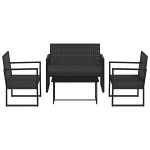 vidaXL 4 r&eacute;szes fekete polyrattan kerti &uuml;lőgarnit&uacute;ra p&aacute;rn&aacute;kkal