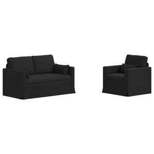vidaXL Kanap&eacute; Szett 2 pcs Fekete 139 x 78 x 80 cm sz&ouml;vet