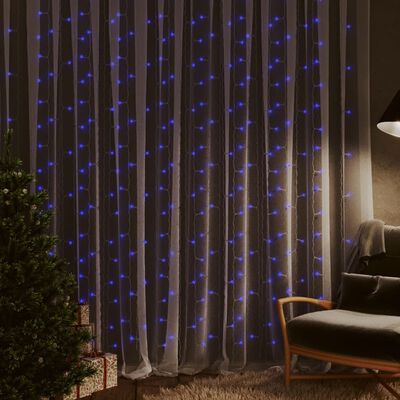 vidaXL 8 funkciós kék fényfüggöny 300 LED-del 3 x 3 m