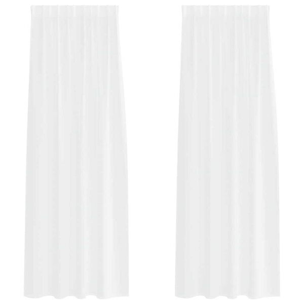 vidaXL Voile F&uuml;gg&ouml;ny f&uuml;gg&ouml;ny&ouml;kkel 2 pcs Feh&eacute;r 245 x 140 cm Poli&eacute;szter