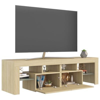 vidaXL sonoma-tölgy színű TV-szekrény LED-lámpákkal 140 x 36,5 x 40 cm