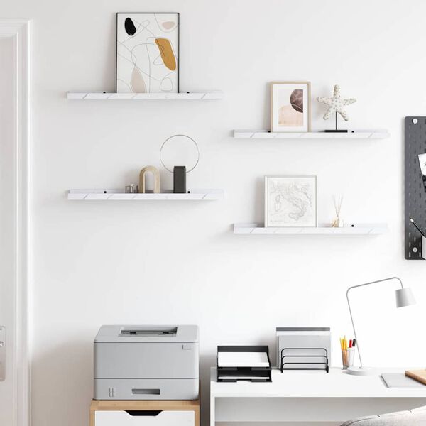 vidaXL Falpolc polcokkal 4 pcs Feh&eacute;r m&aacute;rv&aacute;ny 60 x 9 x 3 cm Faanyag