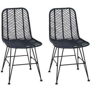 vidaXL &Eacute;tkezősz&eacute;k 2 pcs Fekete 44 x 47 x 85 cm Rattan &eacute;s Vas