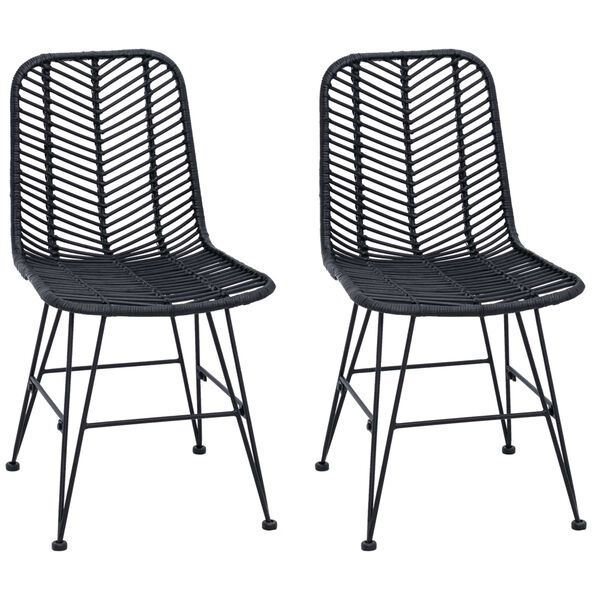 vidaXL &Eacute;tkezősz&eacute;k 2 pcs Fekete 44 x 47 x 85 cm Rattan &eacute;s Vas