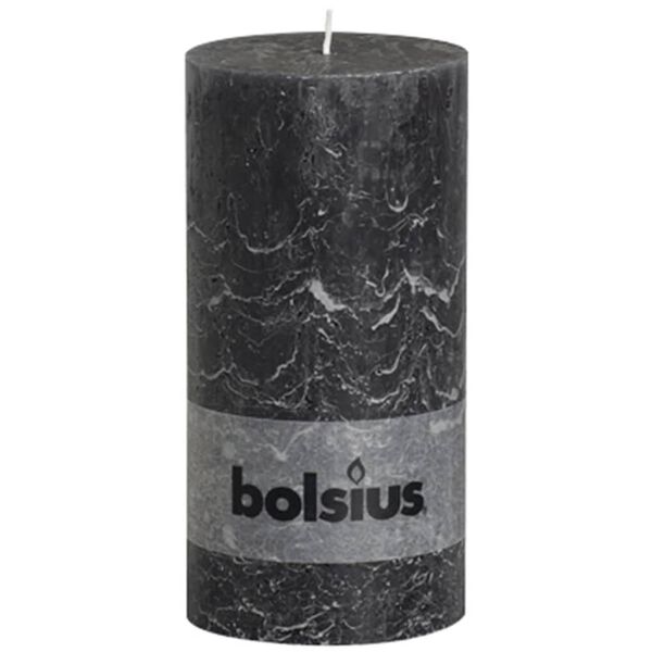 Bolsius 4 db antracitsz&uuml;rke rusztikus oszlopgyertya 200 x 100 mm