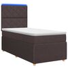 vidaXL LED Boxspring &Aacute;gy Mattal S&ouml;t&eacute;t Barna 100 x 200 cm Sz&ouml;vet