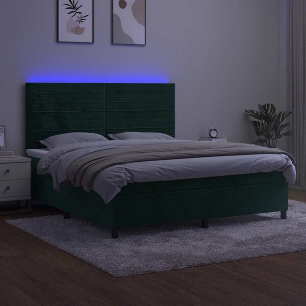 vidaXL s&ouml;t&eacute;tz&ouml;ld b&aacute;rsony rug&oacute;s &eacute;s LED-es &aacute;gy matraccal 160x200 cm
