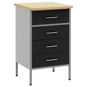 vidaXL Munkapad Fekete &eacute;s Sz&uuml;rke 50 x 55 x 85 cm Műszaki fa &eacute;s ac&eacute;l