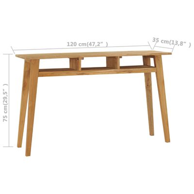 vidaXL tömör tíkfa tálalóasztal 120 x 35 x 75 cm