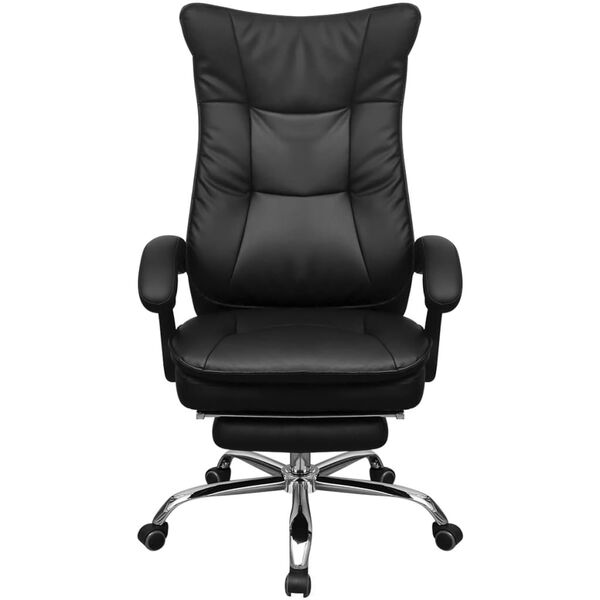 vidaXL dönthető háttámlás vezetői irodai szék lábtartóval fekete