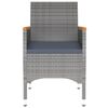 vidaXL 3 részes szürke polyrattan kerti étkezőgarnitúra