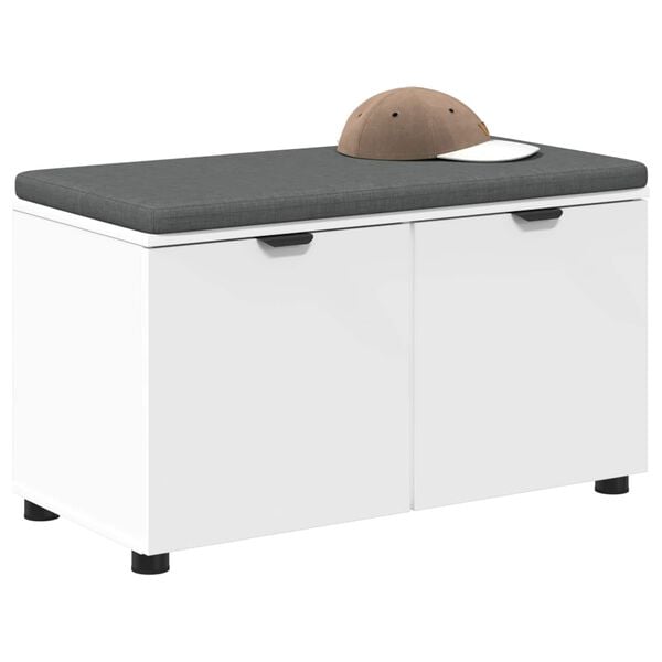 vidaXL Előt&eacute;r pad p&aacute;rn&aacute;val t&aacute;rol&oacute;val ajt&oacute;val Feh&eacute;r 80 x 46 x 46 cm