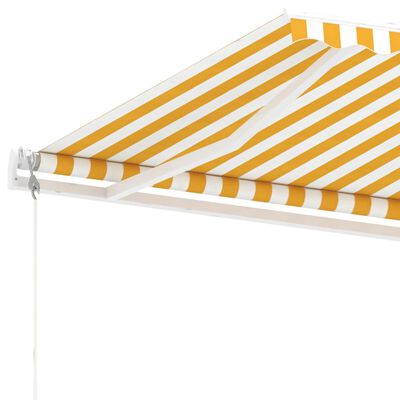 vidaXL sárga-fehér automata póznás napellenző 450 x 350 cm