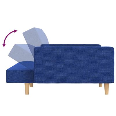 vidaXL kétszemélyes kék szövet kanapéágy két párnával