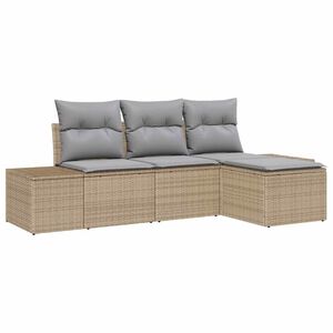 vidaXL Kerti Kanap&eacute; Szett 4 db Beige &eacute;s Vil&aacute;gossz&uuml;rke polirattan
