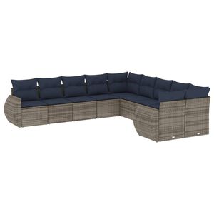 vidaXL 10 db sz&uuml;rke polyrattan kerti kanap&eacute;garnit&uacute;ra p&aacute;rn&aacute;kkal
