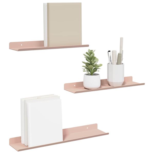 vidaXL Lebegő polc 3 pcs R&oacute;zsasz&iacute;n 40 x 9 x 2,5 cm Ac&eacute;l