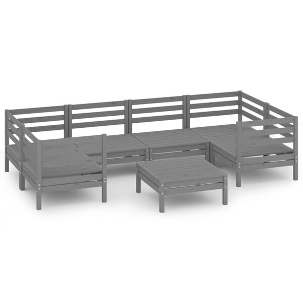 vidaXL 7 r&eacute;szes sz&uuml;rke t&ouml;m&ouml;r fenyőfa kerti &uuml;lőgarnit&uacute;ra