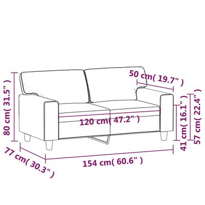vidaXL 2 személyes fekete műbőr kanapé 120 cm