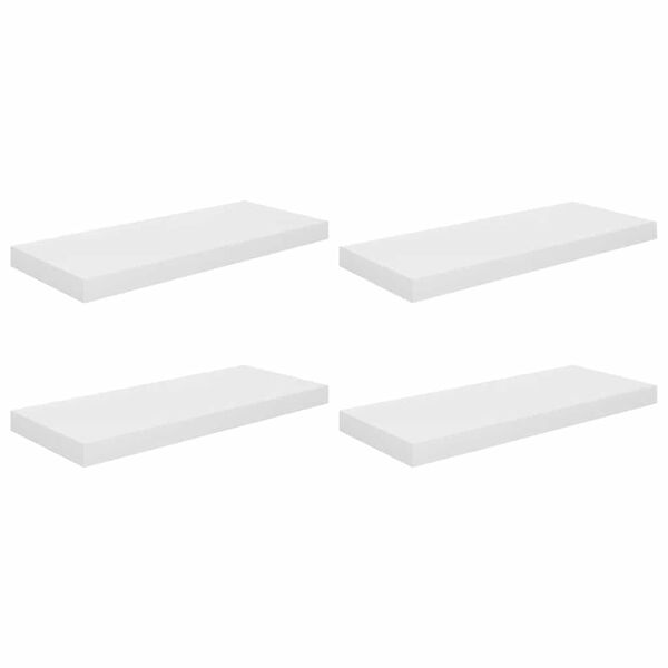 vidaXL 4 db magasf&eacute;nyű feh&eacute;r MDF lebegő fali polc 60 x 23,5 x 3,8 cm