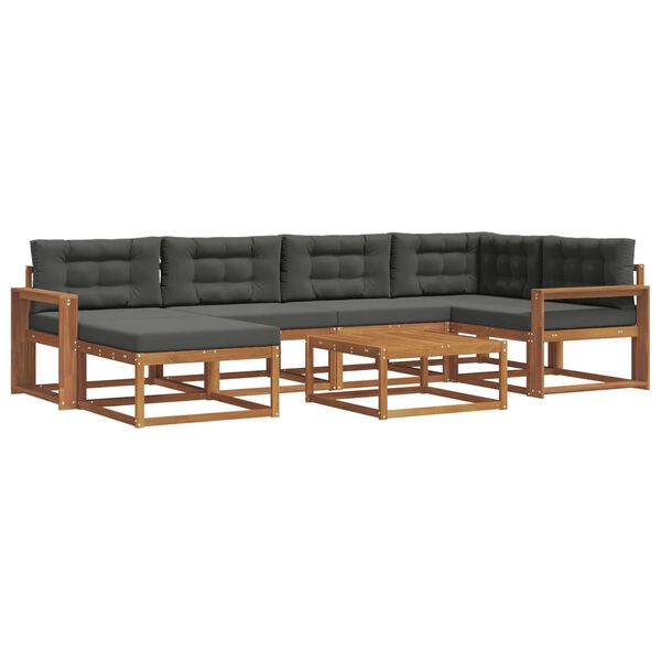 vidaXL K&uuml;lt&eacute;ri kanap&eacute; szett p&aacute;rn&aacute;val 7 pcs Term&eacute;szetes &eacute;s antracit