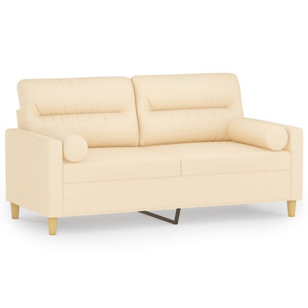 vidaXL 2 szem&eacute;lyes kr&eacute;msz&iacute;nű sz&ouml;vet kanap&eacute; p&aacute;rn&aacute;kkal 140 cm