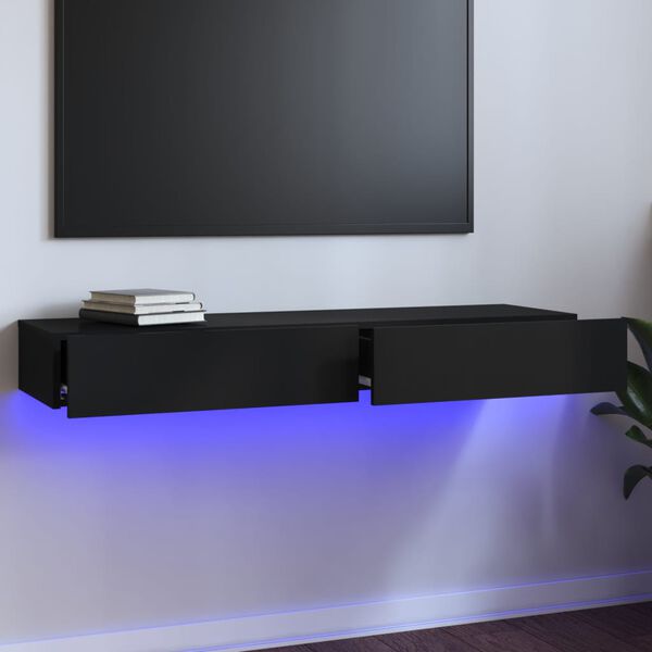 vidaXL fekete TV-szekrény LED-világítással 120 x 35 x 15,5 cm