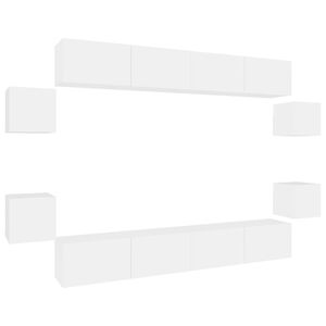 vidaXL 8 részes fehér szerelt fa TV-szekrényszett