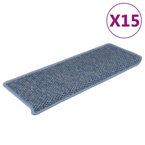 vidaXL 15 db szizál hatású kék öntapadó lépcsőszőnyeg 65x21x4 cm