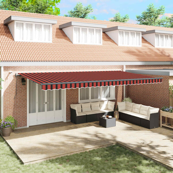 vidaXL Napernyő Anyag narancss&aacute;rga &eacute;s barna 600 &times; 300 cm Poli&eacute;szter