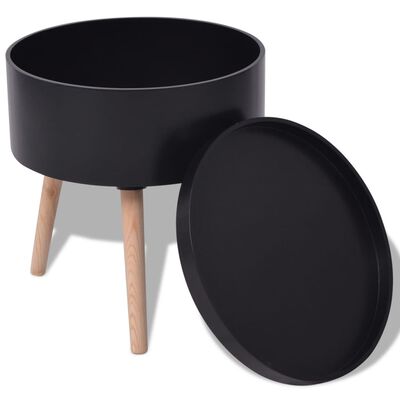 vidaXL 39,5x44,5 cm kerek kisasztal tálaló tálcával fekete